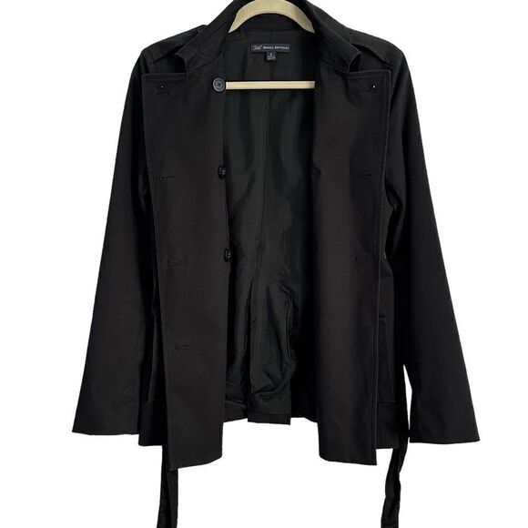 Brooks Brothers Black Double Breasted Belted Short Trench Coat | Size 2 - Picture 3 of 10